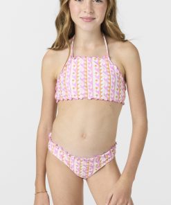 Girl's Balearic Waves Ruffle Edge High Neck Top Set