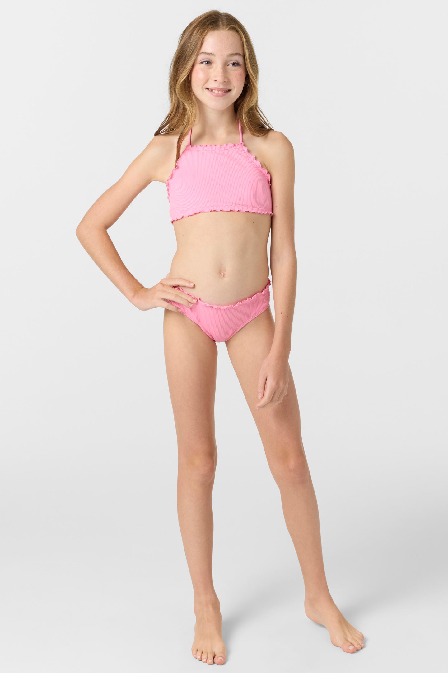 Girl's Dawnbreak Rib Hi-Neck Ruffle Edge Set High Neck Top Set - Image 6