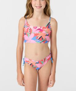 Girl's Cabana Floral Ruched Bralette Top Set