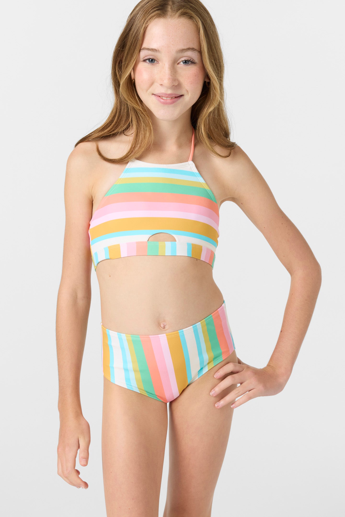 Girl's Low Tide Peekaboo High Neck Top Set