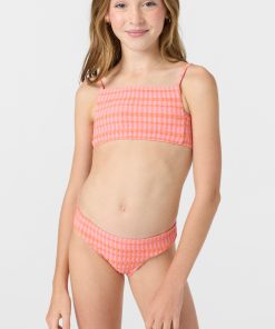 Girl's Paradise Plaid Square Neck Bralette Top Set